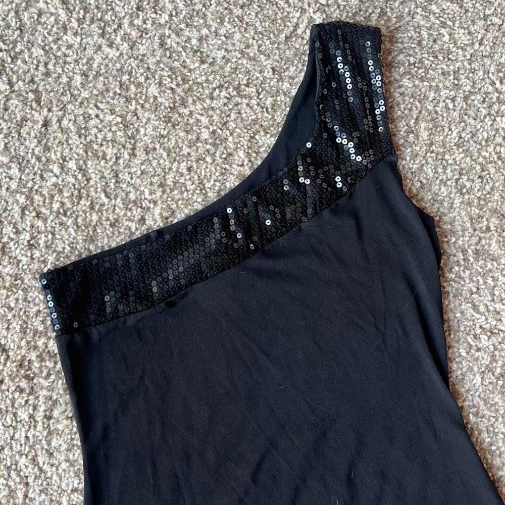Vintage y2k 2000s mcbling sequins one shoulder party top